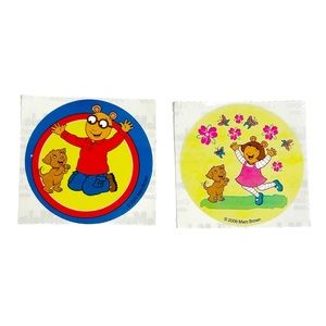 Sandylion Smile Maker Arthur Aardvark Cartoon Large Round Stickers DW Pal Dog TV